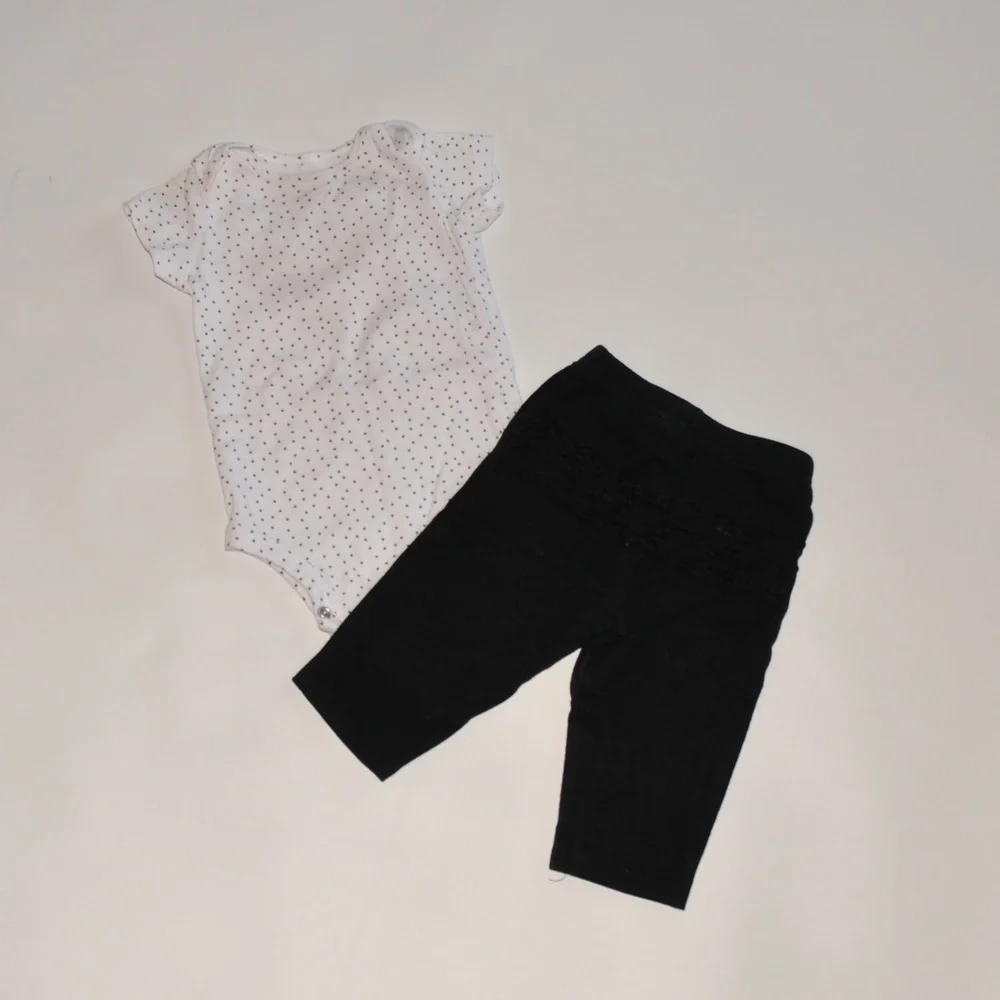 Girls White / Black Poka Dot Outfit 3-6 4006*